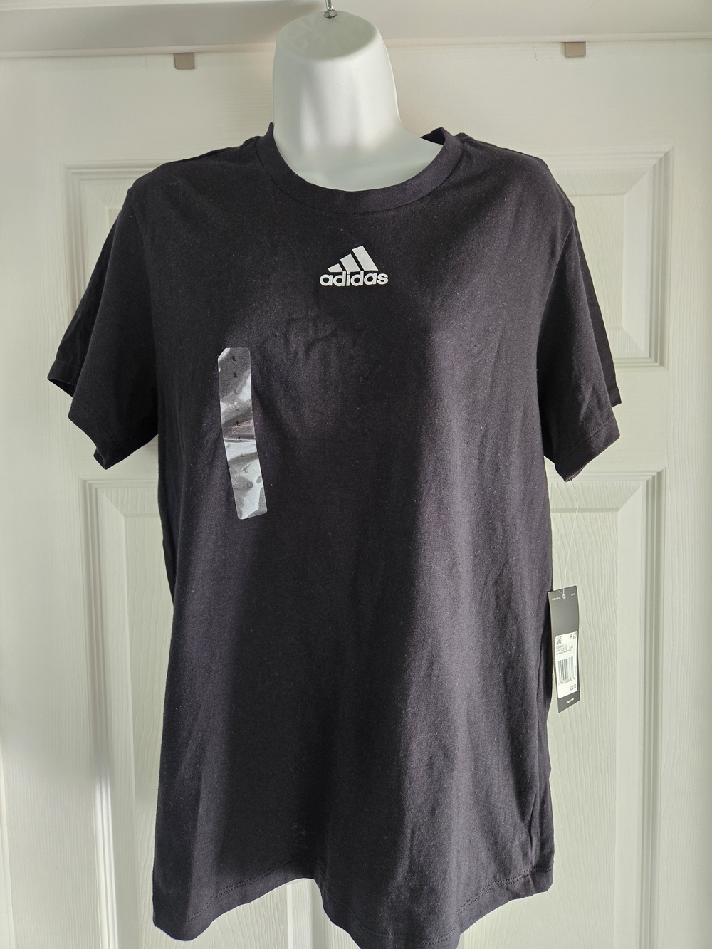 adidas Black Short Sleeve Tee with White Trefoil Logo